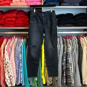 Old Navy black high rise OG straight leg raw hem jeans size 2